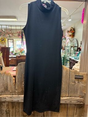 Lipstick Boutique Black Sleeveless Mock-Neck Midi Dress